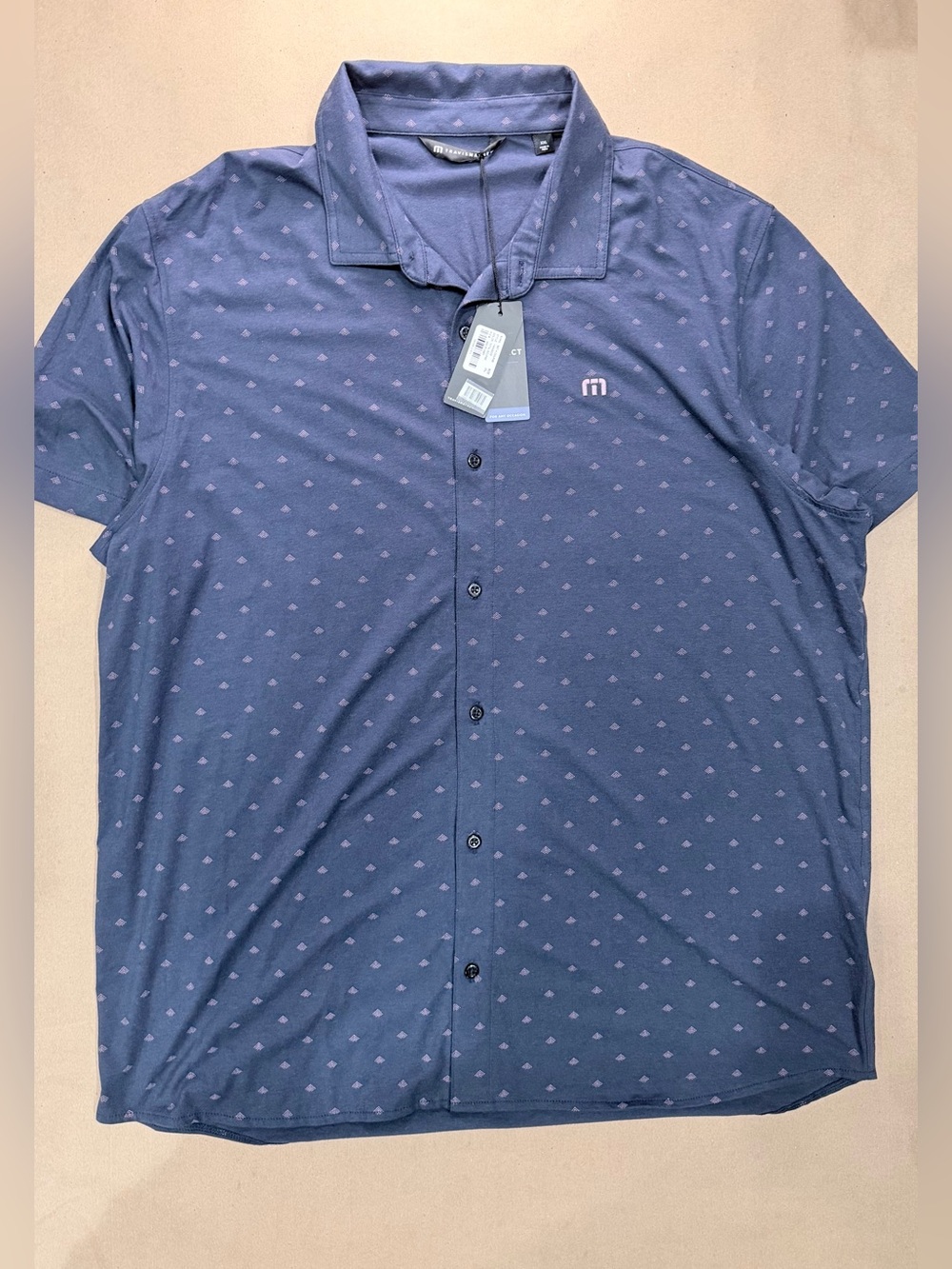 NWT TravisMathew “Set A Course” Button‑Up – Men’s 2XL Total Eclipse